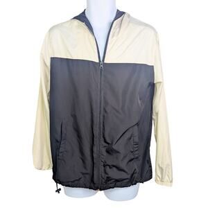 Beautiful Giant Men’s Small Black Cream Colorblock Hooded Windbreaker Hiking